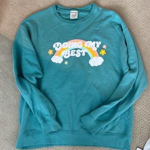 SEE THE WAY I SEE teal rainbow mental health graphic crewneck Doing My Best